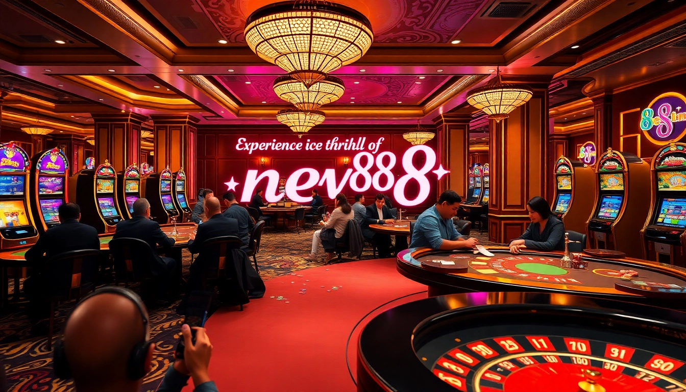 new88 features an enchanting casino scene with players at vibrant tables, experiencing the excitement of gambling.
